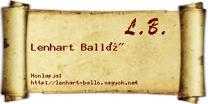 Lenhart Balló névjegykártya